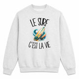 Sweat Gris Chiné Le surf c'est la vie