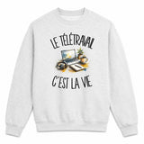 Sweat Gris Chiné Le télétravail c'est la vie