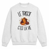 Sweat Gris Chiné Le tricot c'est la vie
