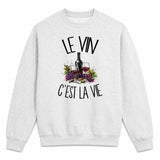 Sweat Gris Chiné Le vin c'est la vie