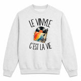 Sweat Gris Chiné Le vinyle c'est la vie