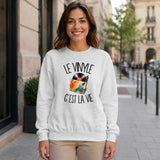 Sweat Gris Chiné Le vinyle c'est la vie