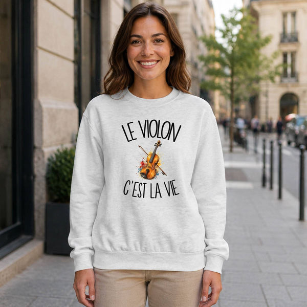 Sweat Gris Chiné Le violon c'est la vie