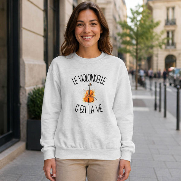Sweat Gris Chiné Le violoncelle c'est la vie