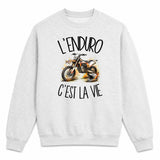 Sweat Gris Chiné L'enduro c'est la vie