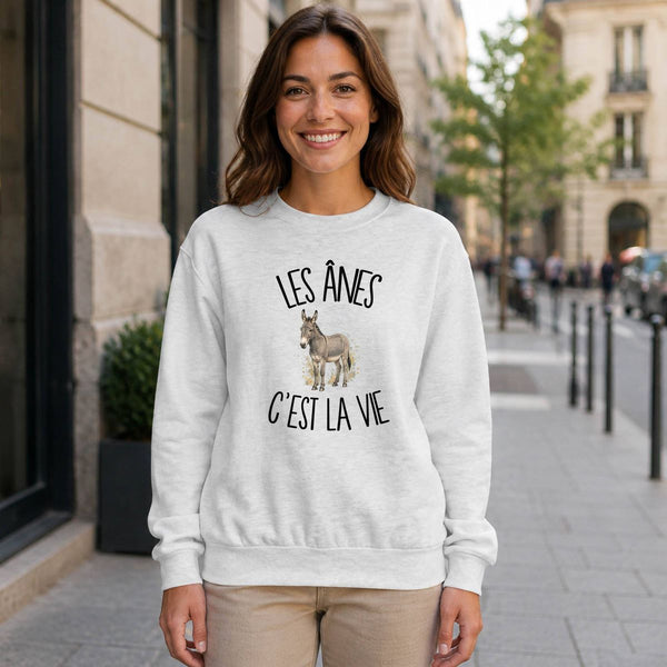 Sweat Gris Chiné Les ânes c'est la vie