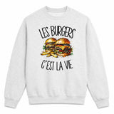Sweat Gris Chiné Les burgers c'est la vie