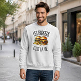 Sweat Gris Chiné Les burgers c'est la vie