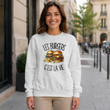 Sweat Gris Chiné Les burgers c'est la vie