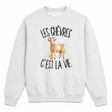 Sweat Gris Chiné Les chèvres c'est la vie