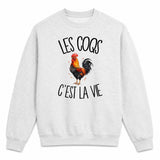 Sweat Gris Chiné Les coqs c'est la vie