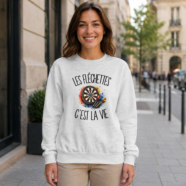 Sweat Gris Chiné Les fléchettes c'est la vie