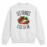 Sweat Gris Chiné Les fraises c'est la vie
