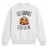 Sweat Gris Chiné Les gaufres c'est la vie