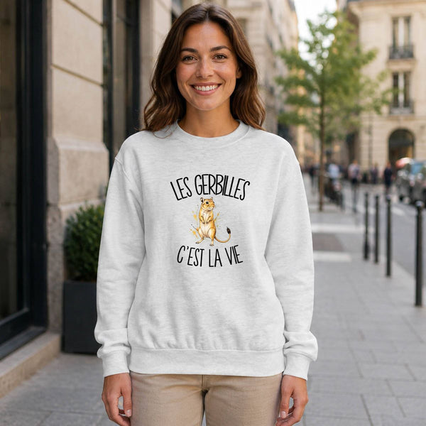 Sweat Gris Chiné Les gerbilles c'est la vie