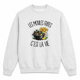 Sweat Gris Chiné Les moules frites c'est la vie