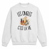 Sweat Gris Chiné Les ongles c'est la vie