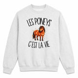 Sweat Gris Chiné Les poneys c'est la vie