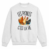 Sweat Gris Chiné Les poules c'est la vie