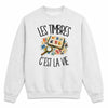 Sweat Gris Chiné Les timbres c'est la vie