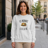 Sweat Gris Chiné Les vacances c'est la vie