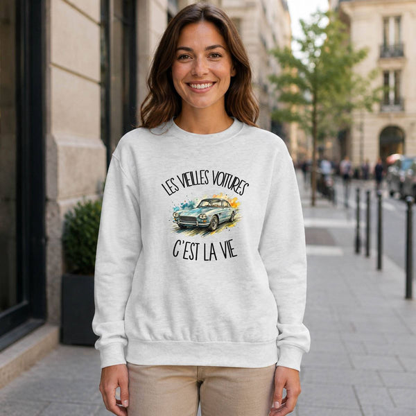 Sweat Gris Chiné Les vieilles voitures c'est la vie