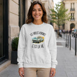 Sweat Gris Chiné Les vieilles voitures c'est la vie