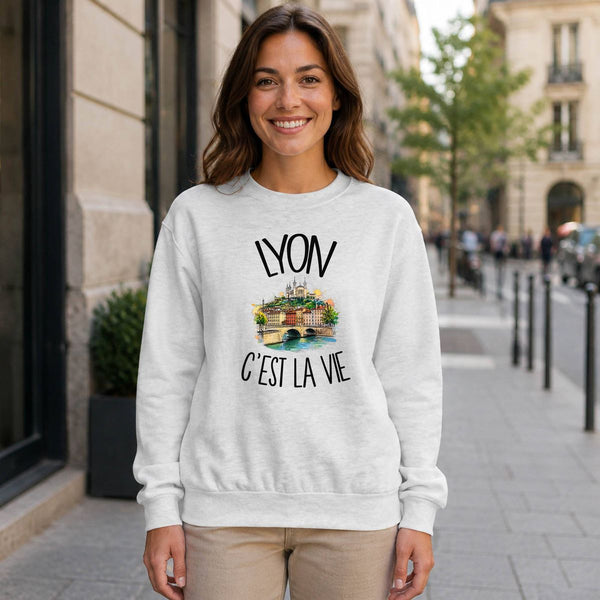 Sweat Gris Chiné Lyon c'est la vie