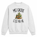 Sweat Gris Chiné Mes cactus c'est ma vie