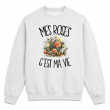 Sweat Gris Chiné Mes roses c'est ma vie