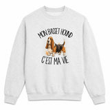 Sweat Gris Chiné Mon Basset Hound c'est ma vie