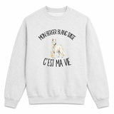 Sweat Gris Chiné Mon Berger Blanc Suisse c'est ma vie