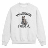 Sweat Gris Chiné Mon British Shorthair c'est ma vie