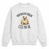 Sweat Gris Chiné Mon Bulldog Anglais c'est ma vie