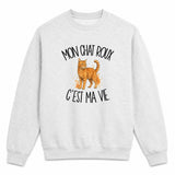 Sweat Gris Chiné Mon chat roux c'est ma vie
