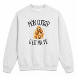 Sweat Gris Chiné Mon Cocker c'est ma vie