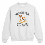 Sweat Gris Chiné Mon Épagneul Breton c'est ma vie