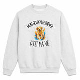 Sweat Gris Chiné Mon Golden Retriever c'est ma vie