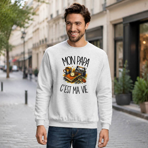 Sweat Gris Chiné Mon papa c'est ma vie