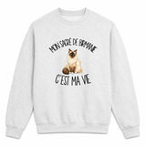 Sweat Gris Chiné Mon Sacré de Birmanie c'est ma vie