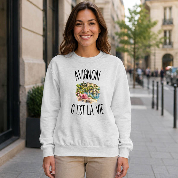 Sweat Gris Chiné Avignon c’est la vie