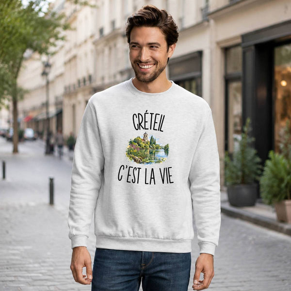 Sweat Gris Chiné Créteil c’est la vie
