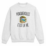 Sweat Gris Chiné Porquerolles c’est la vie