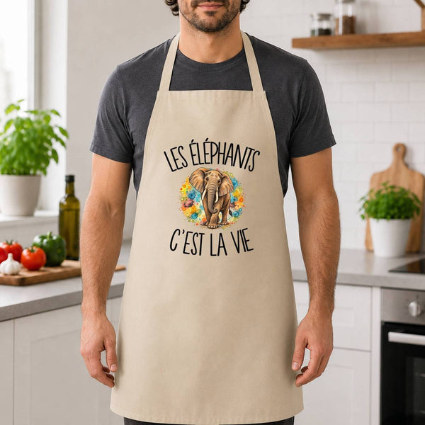Tablier de Cuisine Les éléphants c'est la vie