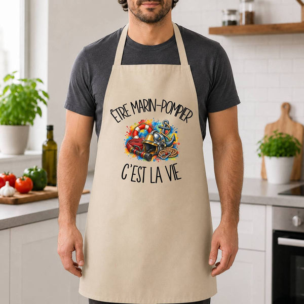 Tablier de Cuisine Être marin-pompier c'est la vie