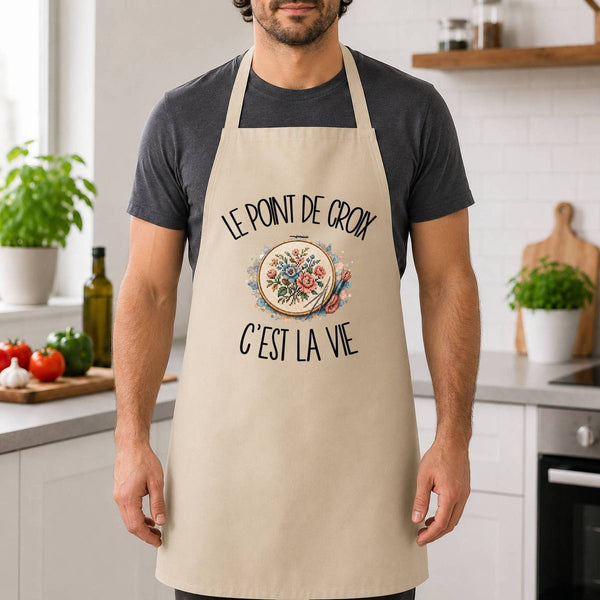Tablier de Cuisine Le point de croix c'est la vie