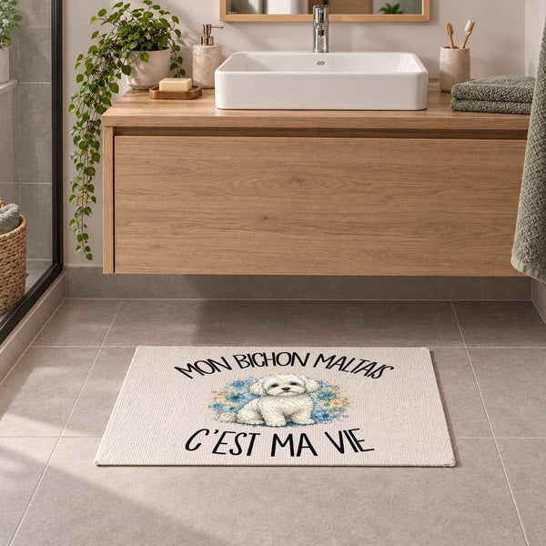 Tapis Mon Bichon Maltais c'est ma vie