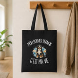 Tote Bag Noir Mon Bouvier Bernois c'est ma vie