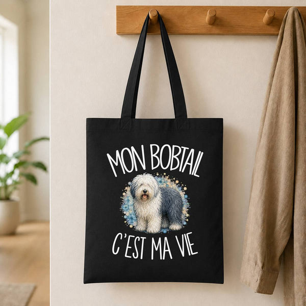 Tote Bag Noir Mon Bobtail c'est ma vie