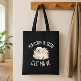 Tote Bag Noir Mon Coton de Tuléar c'est ma vie